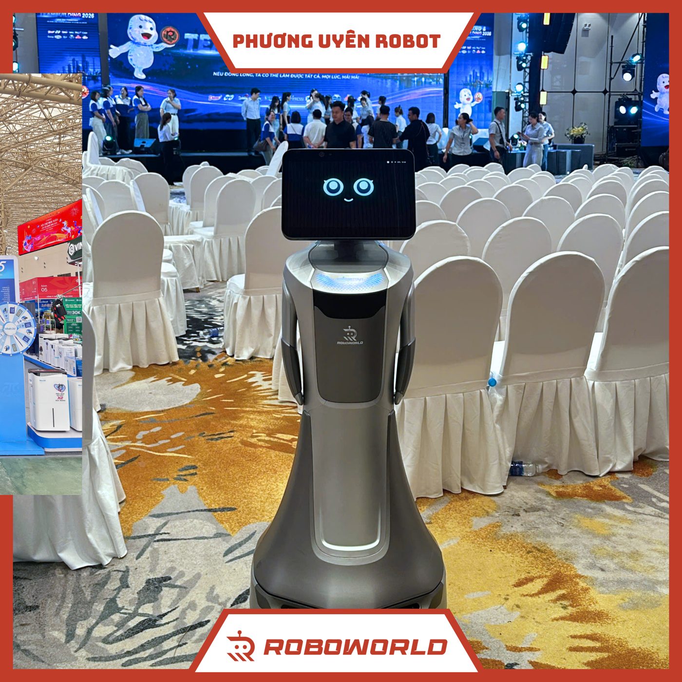 Robot đón khách trong hội trường lớn
