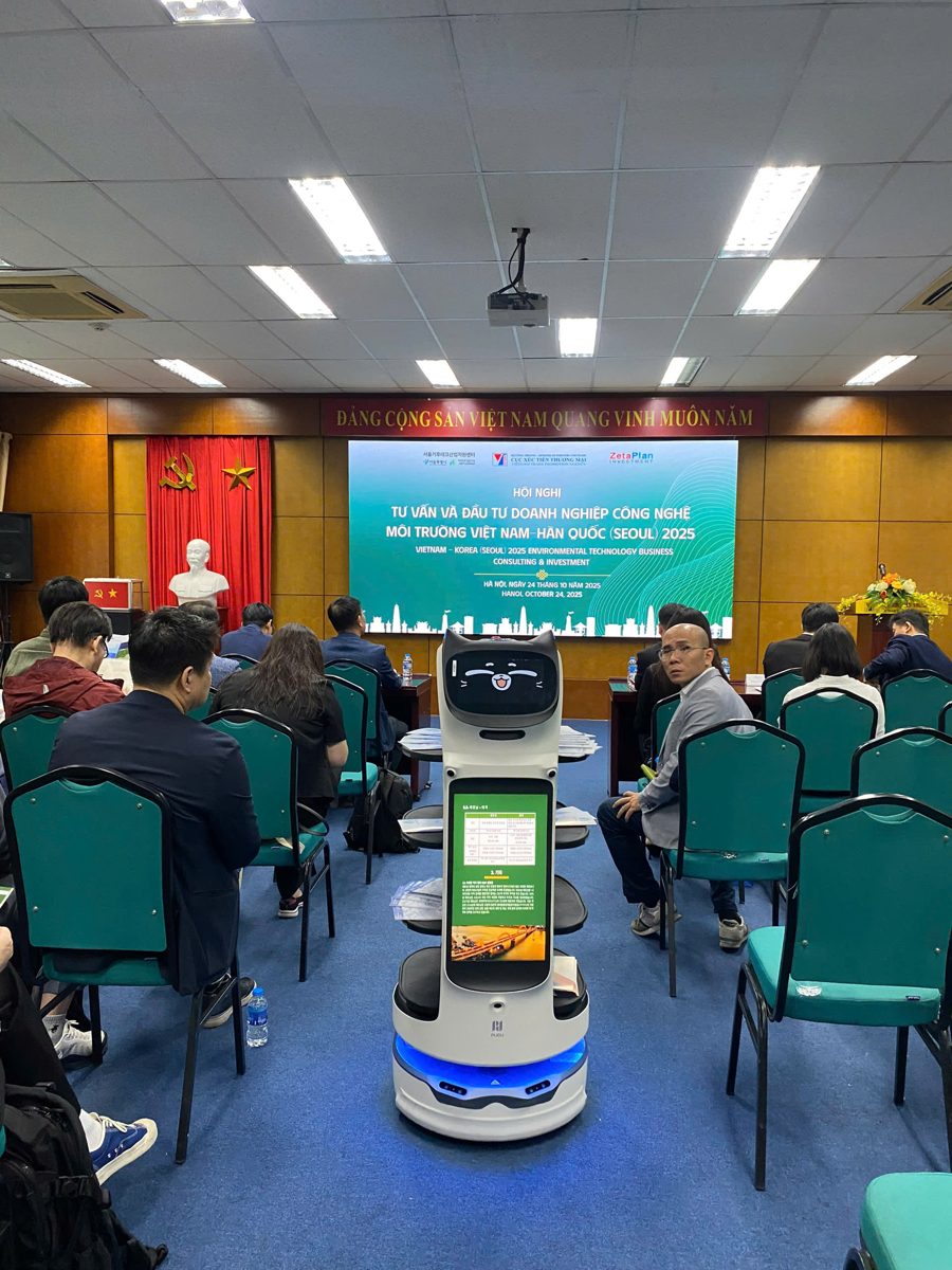 BellaBot Pro tại hội nghị tư vấn đầu tư doanh nghiệp công nghệ môi trường Việt Nam – Hàn Quốc